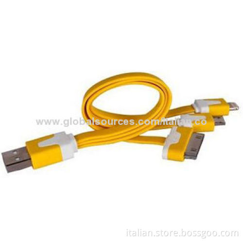 2014 hot selling fashionable 3-in-1 flat USB cable for mobile phones
